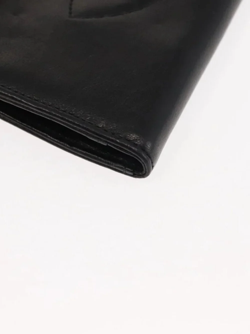 CHANEL Long Wallet Lamb Skin Black CC Auth am9206